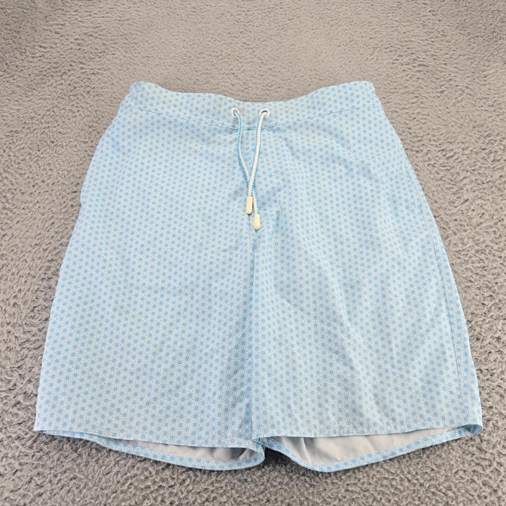 Johnnie-O Shorts Mens 32 Blue Geometric Sea Pines Half Elastic Surf Drawstring